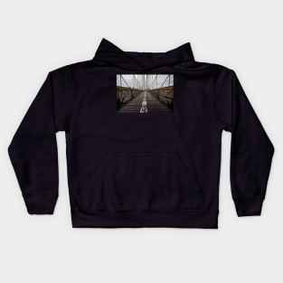 Rainy Day on the Brooklyn Bridge Brooklyn New York Cables Kids Hoodie